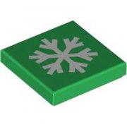 LEGO Flat Tile 2x2 Snowflake Grön R0570-6579950