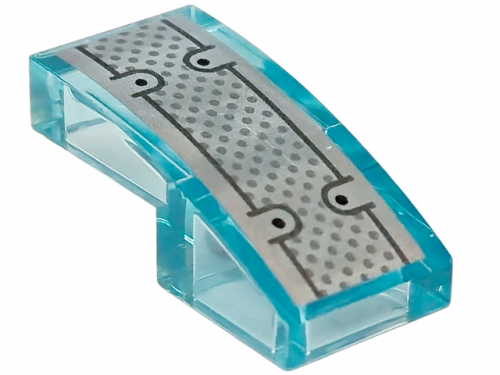 LEGO Plate W. Bow 1x2x2/3 W. Silver Pattern Transparent Ljusblå R0896-6585390
