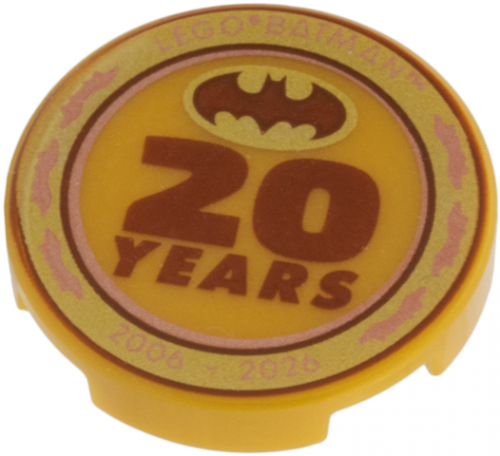 LEGO Flat Tile Round 2x2 Batman 20 Years Guld R0063-6586476