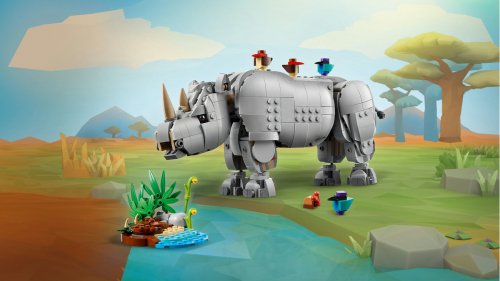 LEGO Creator Vilda djur majestätisk noshörning med fåglar 31171