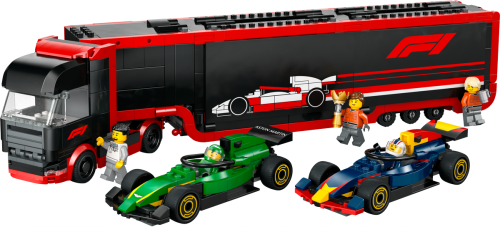 LEGO City F1 lastbil med RB20 och AMR24 F1 bilar 60445
