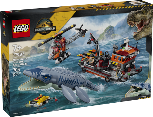 LEGO Jurassic World Dinosaurieattack med båt och mosasaurus 77983